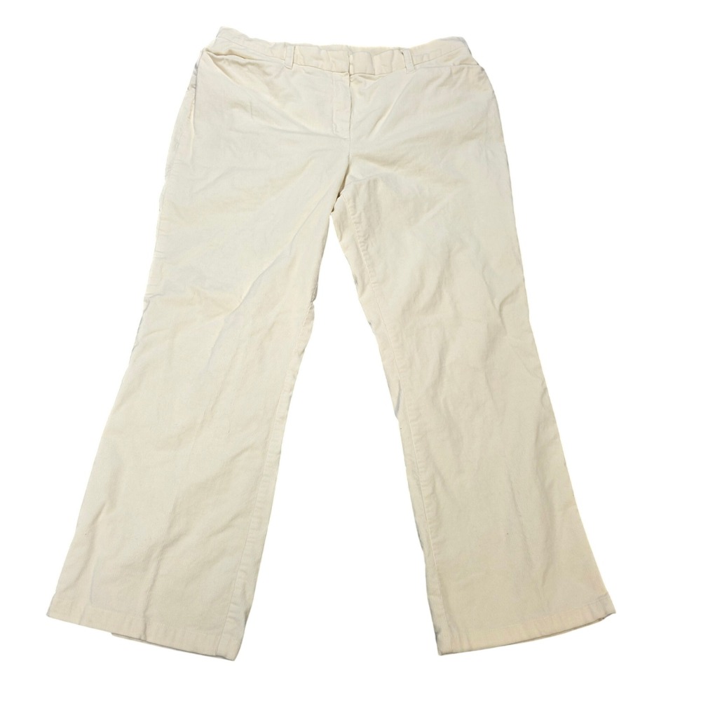 Jones New York Signature Corduroy Pants Women's Size 16 Cream Straight Leg‎